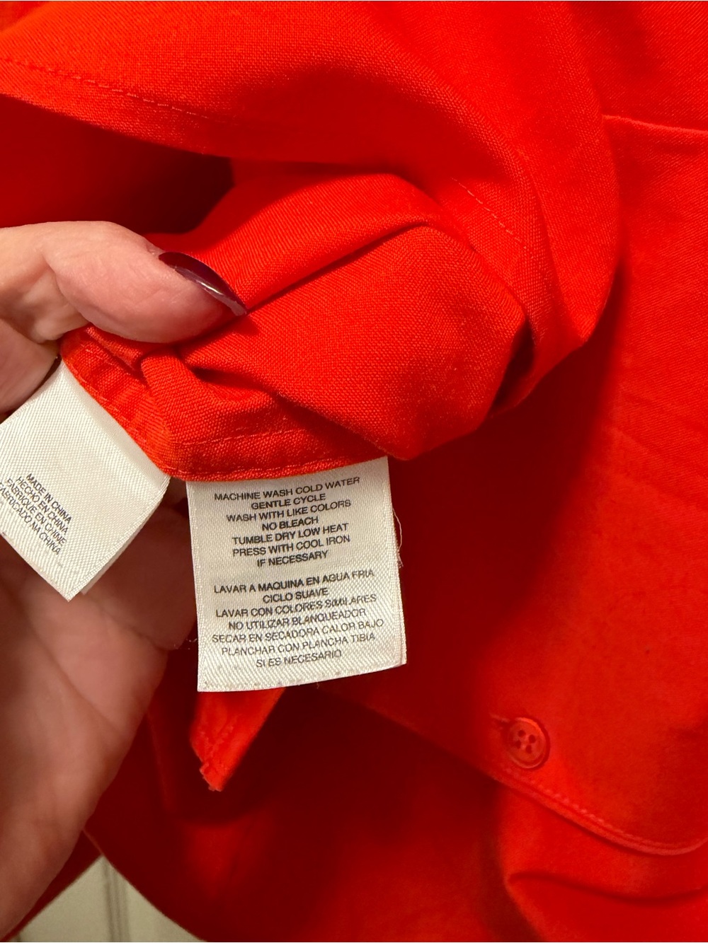 Jones New York Collection Woman Non Iron Red Button-Front Blouse Size 20W Plus - Picture 7 of 8